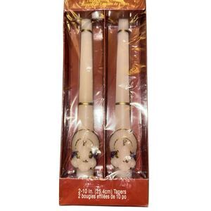 2‎ Vintage American Greetings Thanksgiving Turkey 10" Taper Candles White Gold
